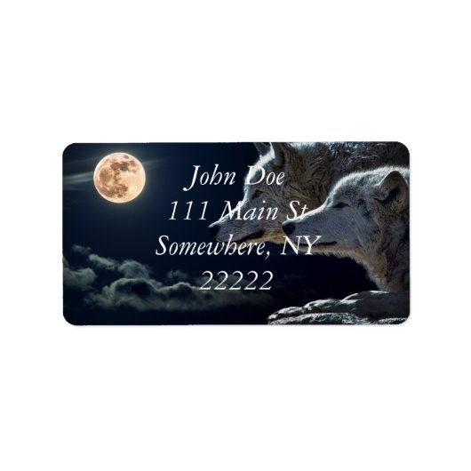 Weiße Wölfe im Vollmond Adressaufkleber (Vorne)