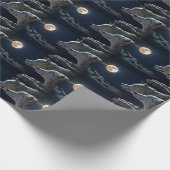 Weiße Wölfe im Vollmond Geschenkpapier (Ecke)