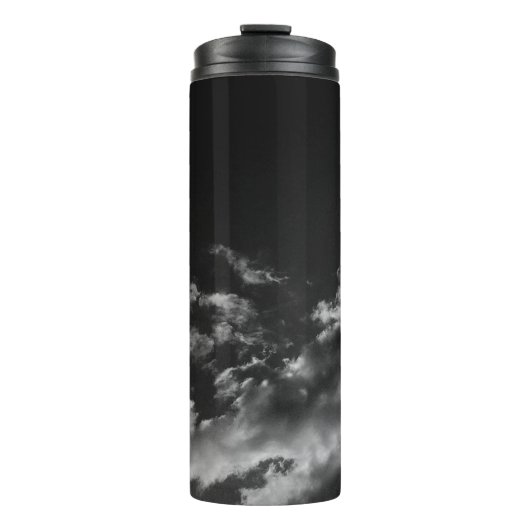 Weiße Wolke, schwarzer Himmel Thermosbecher (Vorderseite)