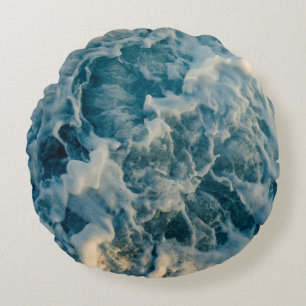 WEIßE WOLKEN AN BLAUEM HIMMEL RUNDES KISSEN