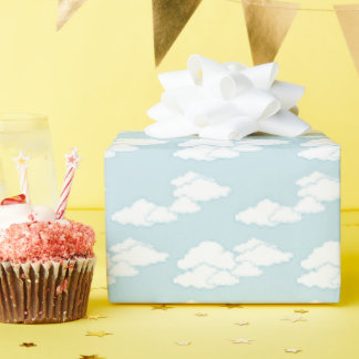 Weiße Wolken Aqua Blauer Himmel Geschenkpapier