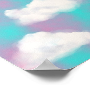 Weiße Wolken Aquarell Himmel Ästhetik Traum Poster