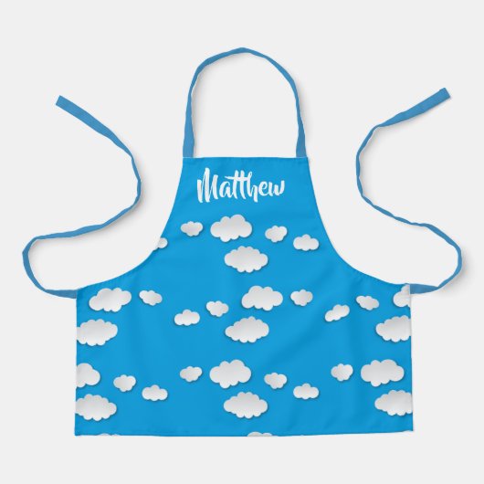 Weiße Wolken auf blau Schürze (Vorderseite)