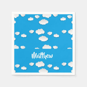Weiße Wolken auf blau Serviette