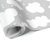 Weiße Wolken auf grauem Hintergrund Muster Geschen Geschenkpapier (Rolleneckpunkt)