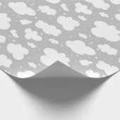 Weiße Wolken auf grauem Hintergrund Muster Geschen Geschenkpapier (Ecke)