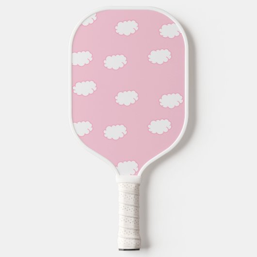 Weiße Wolken auf rosa Pickleball Schläger (Vorderseite)