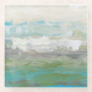 Weiße Wolken, die schöne Landschaft übersehen Glasuntersetzer