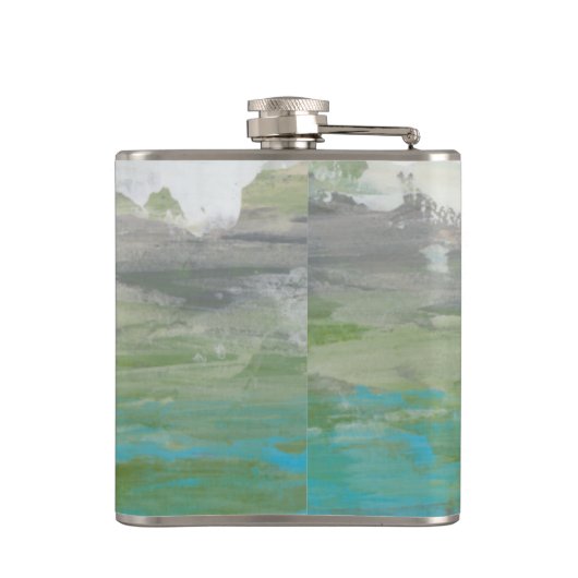 Weiße Wolken mit Blick auf die wunderschöne Landsc Flachmann (Rückseite)