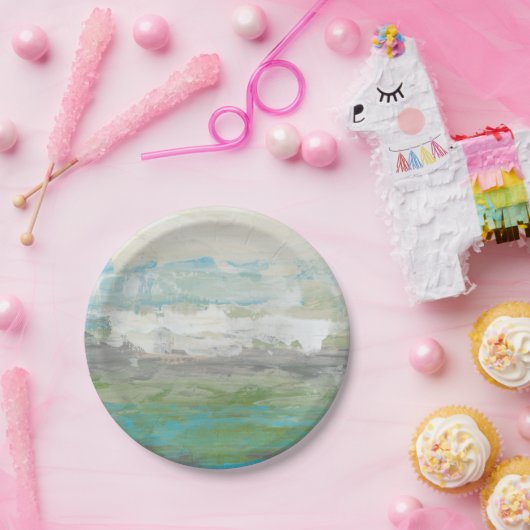 Weiße Wolken mit Blick auf die wunderschöne Landsc Pappteller (Party)