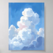 Weiße Wolken schöne blaue Himmel Wasserfarben Poster (Vorne)