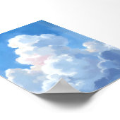 Weiße Wolken schöne blaue Himmel Wasserfarben Poster (Ecke)