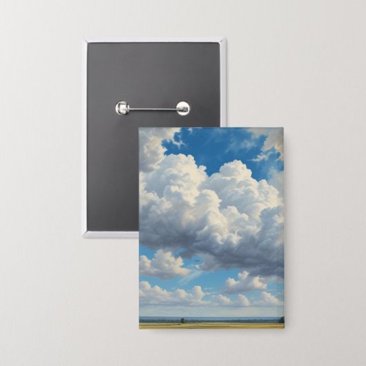 Weiße Wolken und klarer blauer Himmel Button (Vorderseite/Rückseite)