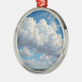 Weiße Wolken und klarer blauer Himmel Ornament Aus Metall (Links)