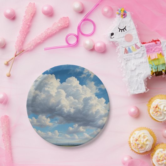Weiße Wolken und klarer blauer Himmel Pappteller (Party)