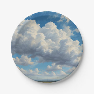 Weiße Wolken und klarer blauer Himmel Pappteller