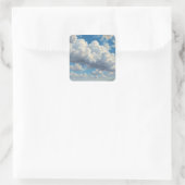 Weiße Wolken und klarer blauer Himmel Quadratischer Aufkleber (Tasche)