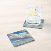 Weiße Wolken und klarer blauer Himmel Rechteckiger Pappuntersetzer (Vor Ort)