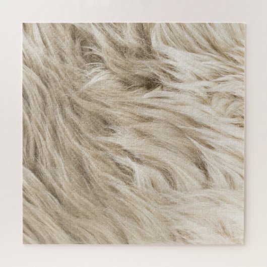 Weiße Wolle Fluffy Textur Hintergrund Puzzle (Horizontal)