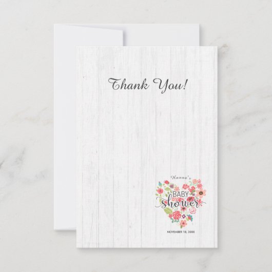 Weiße Wood & Pink Blütenmädchen Kinderdusche Einladung (Vorderseite)