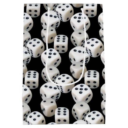 Weiße Würfel auf schwarz Mittlere Geschenktüte (Rückseite)