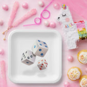 Weiße Würfel mit farbigen Punkten Pappteller (Party)