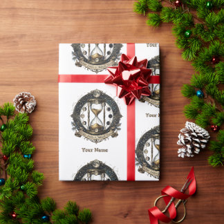 Weiße Yule-Stunden-Stundenglas-Muster Geschenkpapier