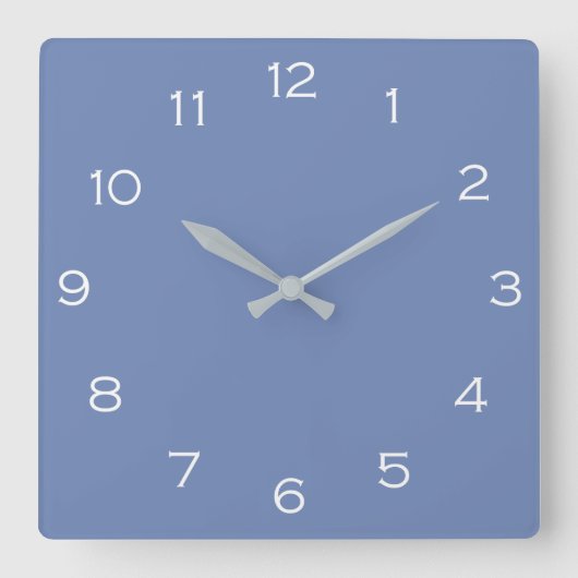 Weiße Zahlen auf blauem Wccn Quadratische Wanduhr (Vorderseite)