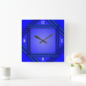 Weiße Zahlen des Kobalt-Blau-doppelten Spant-4 Quadratische Wanduhr (Zuhause)