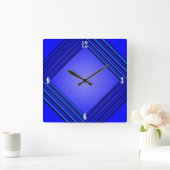 Weiße Zahlen des Kobalt-Blau-doppelten Spant-4 Quadratische Wanduhr (Zuhause)