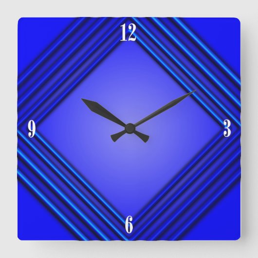 Weiße Zahlen des Kobalt-Blau-doppelten Spant-4 Quadratische Wanduhr (Vorderseite)