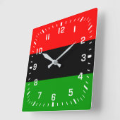 Weiße Zahlen / Rot, Schwarz, grüne afrikanische Fl Quadratische Wanduhr (Winkel)