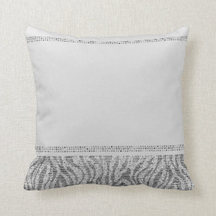 Weiße Zebra-Funkel-Pailletten Glamour Modern Chic Kissen