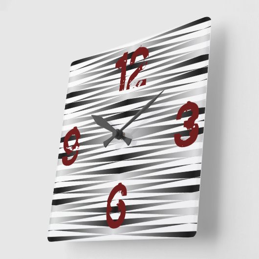 Weiße Zebra-Uhr Quadratische Wanduhr (Winkel)