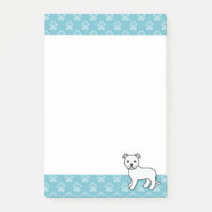 Weiße Zeichnung eines Staffordshire Bull Terriers Post-it Klebezettel