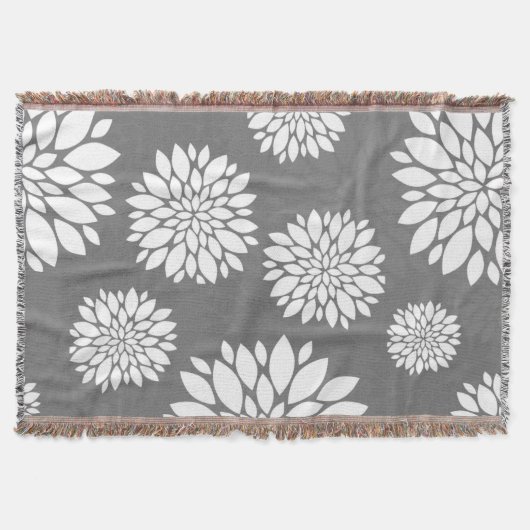 Weiße zeitgenössische Blumen Decke (Vorderseite)
