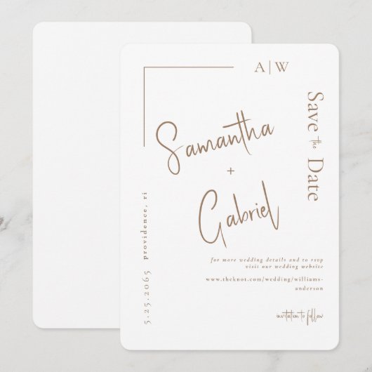 Weiße zeitgenössische Hochzeit retten das Datum Save The Date (Vorne/Hinten)