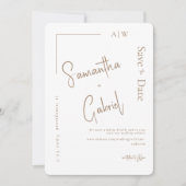 Weiße zeitgenössische Hochzeit retten das Datum Save The Date (Vorderseite)