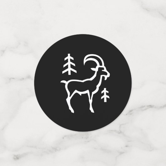 Weiße Ziege Astrologie Zodiac Zeichen / Schwarz Konfetti (Klein Vorderseite)