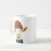Weiße Ziege mit Beanie-Hat-Tasse Kaffeetasse (Vorderseite Links)