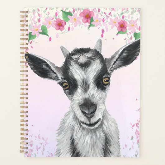 Weiße Ziege mit Blume Planer (Vorderseite)