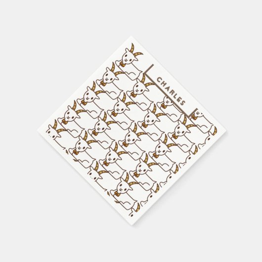 Weiße Ziege Personalisiert Serviette (Ecke)