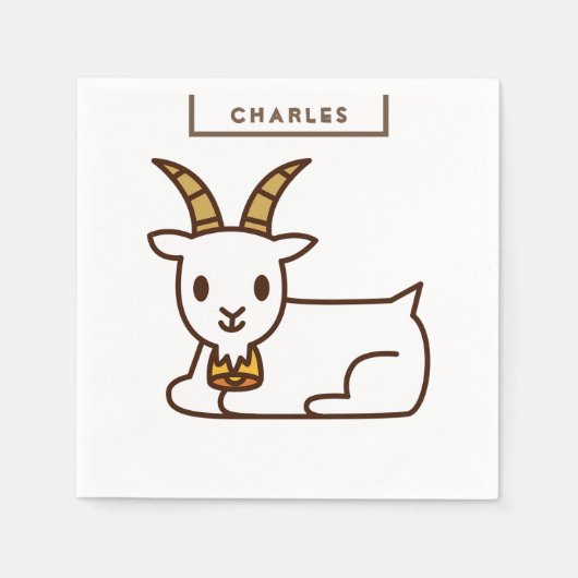 Weiße Ziege Personalisiert Serviette (Vorderseite)