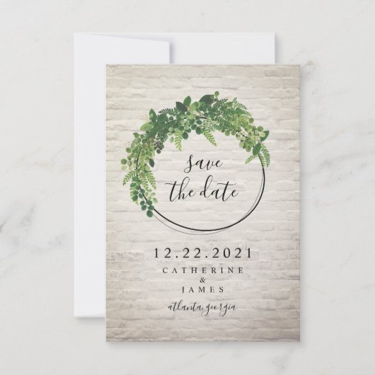 Weiße Ziegel inspirierte botanische Save-the-Date- Save The Date (Vorderseite)