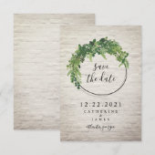Weiße Ziegel inspirierte botanische Save-the-Date- Save The Date (Vorne/Hinten)