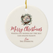 Weiße Ziegenfarm Weihnachtspineconkranz Keramik Ornament (Hinten)