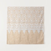 Weiße Zierleisten über Stoffdesign Wandteppich (Vorderseite)