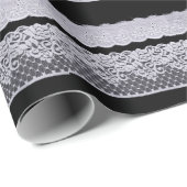Weiße Zierspitze, abgeschiedener schwarzer Hinterg Geschenkpapier (Rolleneckpunkt)