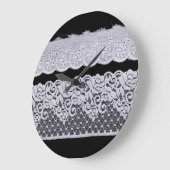 Weiße Zierspitze, abgeschiedener schwarzer Hinterg Große Wanduhr (Winkel)