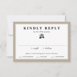 Weiße Zinnia Blume Taupe & Elfenbeinblumenhochzeit RSVP Karte